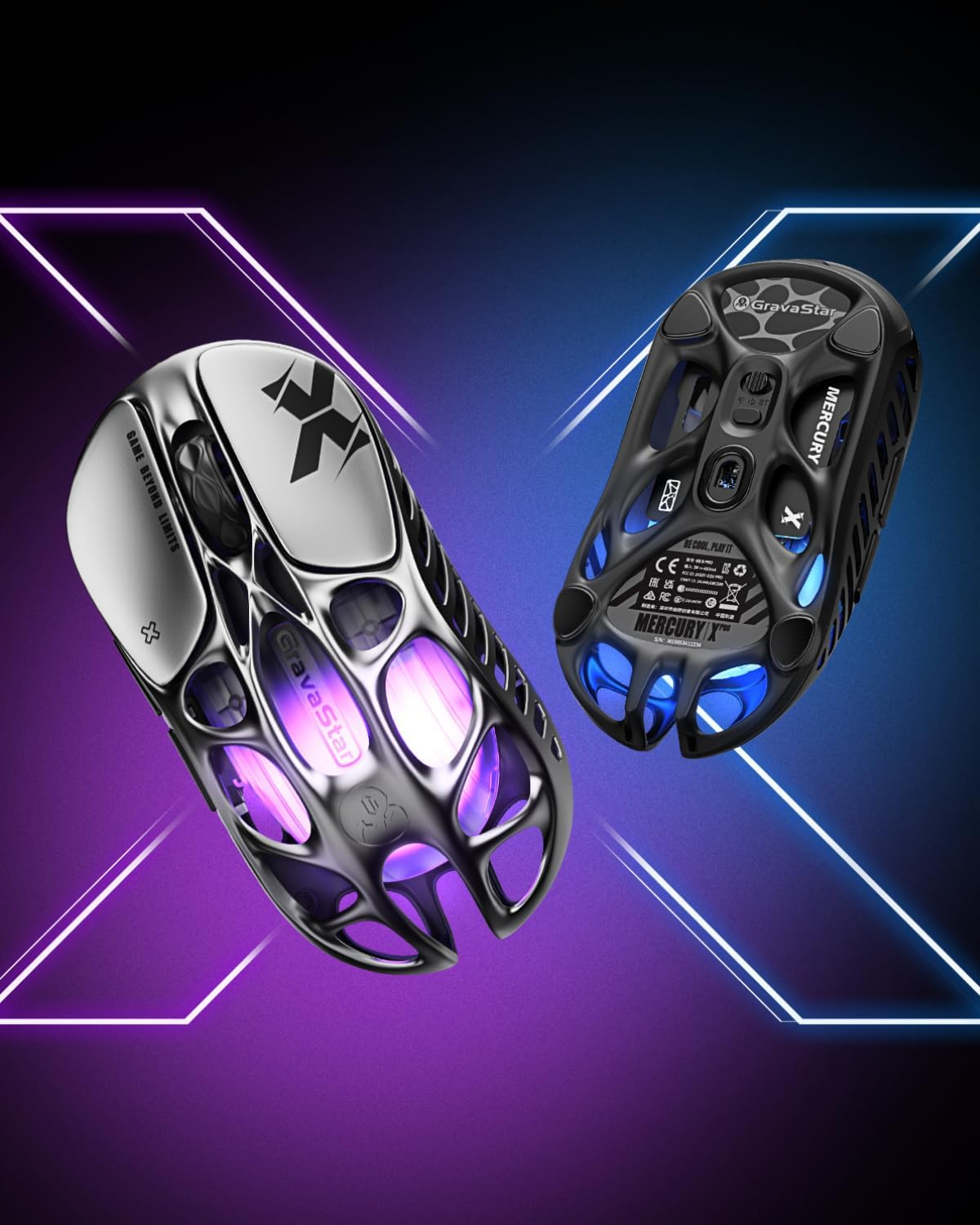 GravaStar Mercury X Wireless Gaming Mouse - Interstellar Silver GravaStar Mercury X Wireless Gaming Mouse - Interstellar Silver